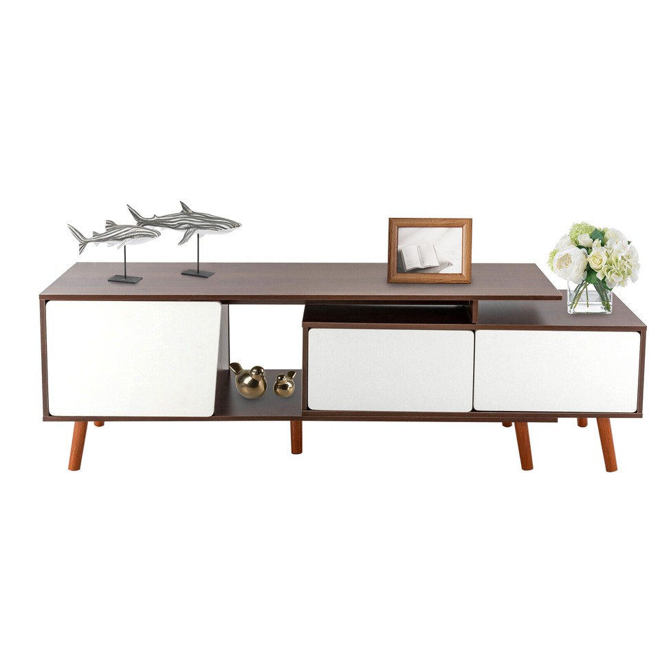 Modern TV Stand Entertainment Side Unit 3 Doors MDF Storage