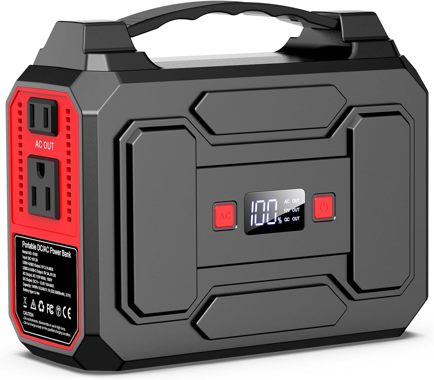 146Wh Portable Power Station Bank 200W Peak(100W Rated) Solar Powered Power Bank