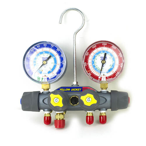 Yellow Jacket 49983 4Valve TITAN Test/Charging Manifold, Gauges eBay