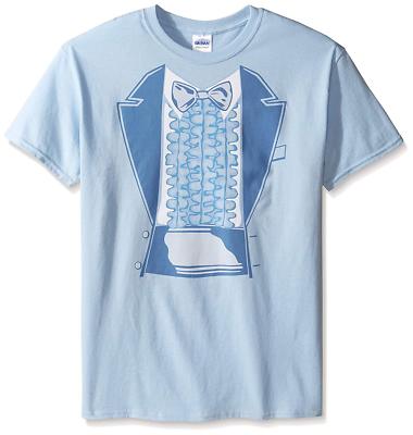 T-Line Men's Funny Dumb Tuxedo Blue Costume Tee Graphic T-Shirt, Light Blue, M