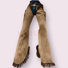 Unisex Brown Leather Chap Real Suede Leather Chap Soft Chap Slim Fit Chap