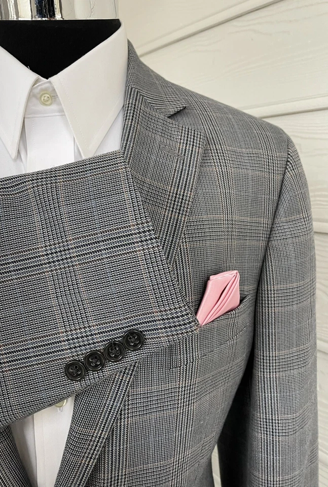 Club Room Mens Two Button Plaid Blazer Poly Blend Sport Coat Jacket Size 42L - Image 4 of 4