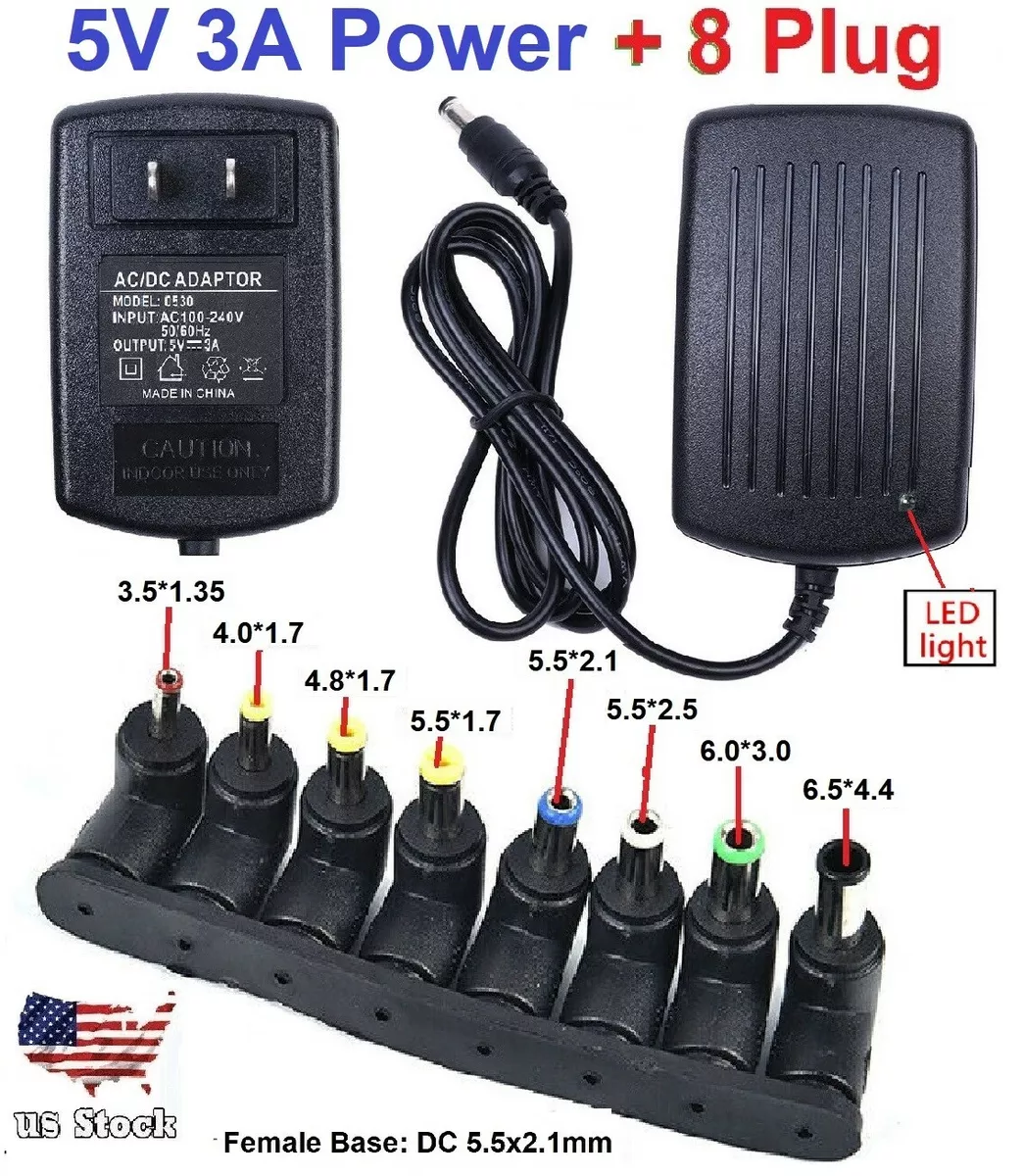  Input AC 100-240V Output 5V DC 3A Power Supply Adapter