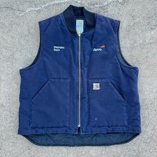 Carhartt Men  s Quilt Lined Vest Blue Size X-Large XL V02MDT Work Logo