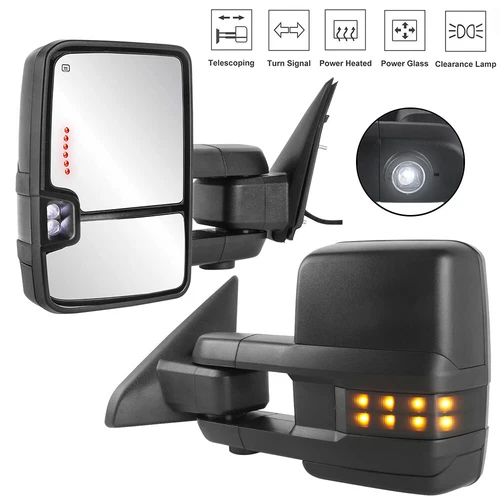 2X Power Heated Tow Mirrors Puddle Lamp For 2010-2018 Dodge Ram 1500 2500 3500