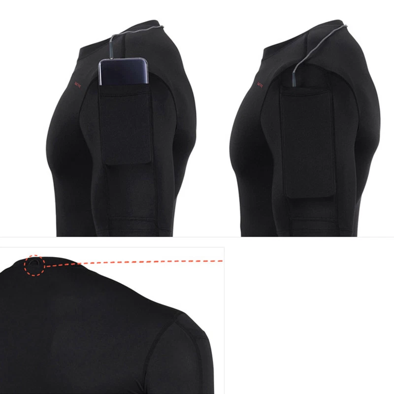 Camisa para correr Take Five para hombre inteligente con bolsillo piel ajustada capa de compresión NT 071 Foto 3 de 4