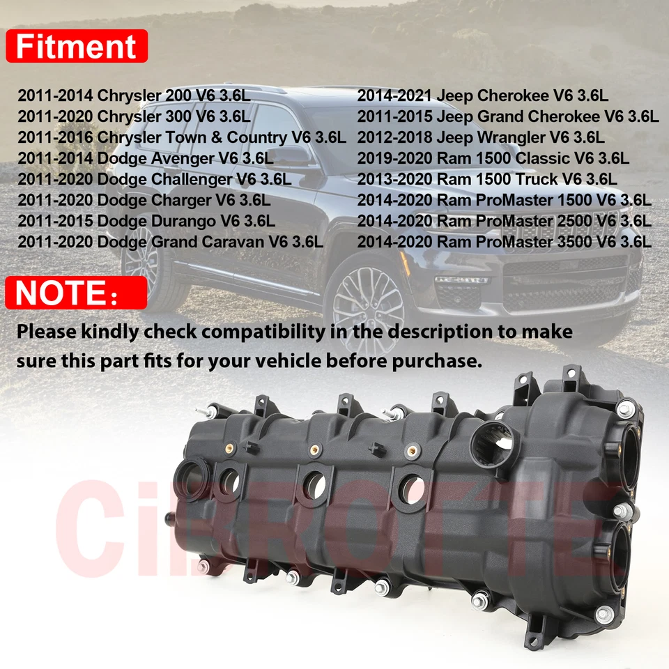 2x Tampa de Válvula com Gaxeta para 11-21 Dodge Challenger Charger Journey Durango 3.6L - Imagem 3 de 4