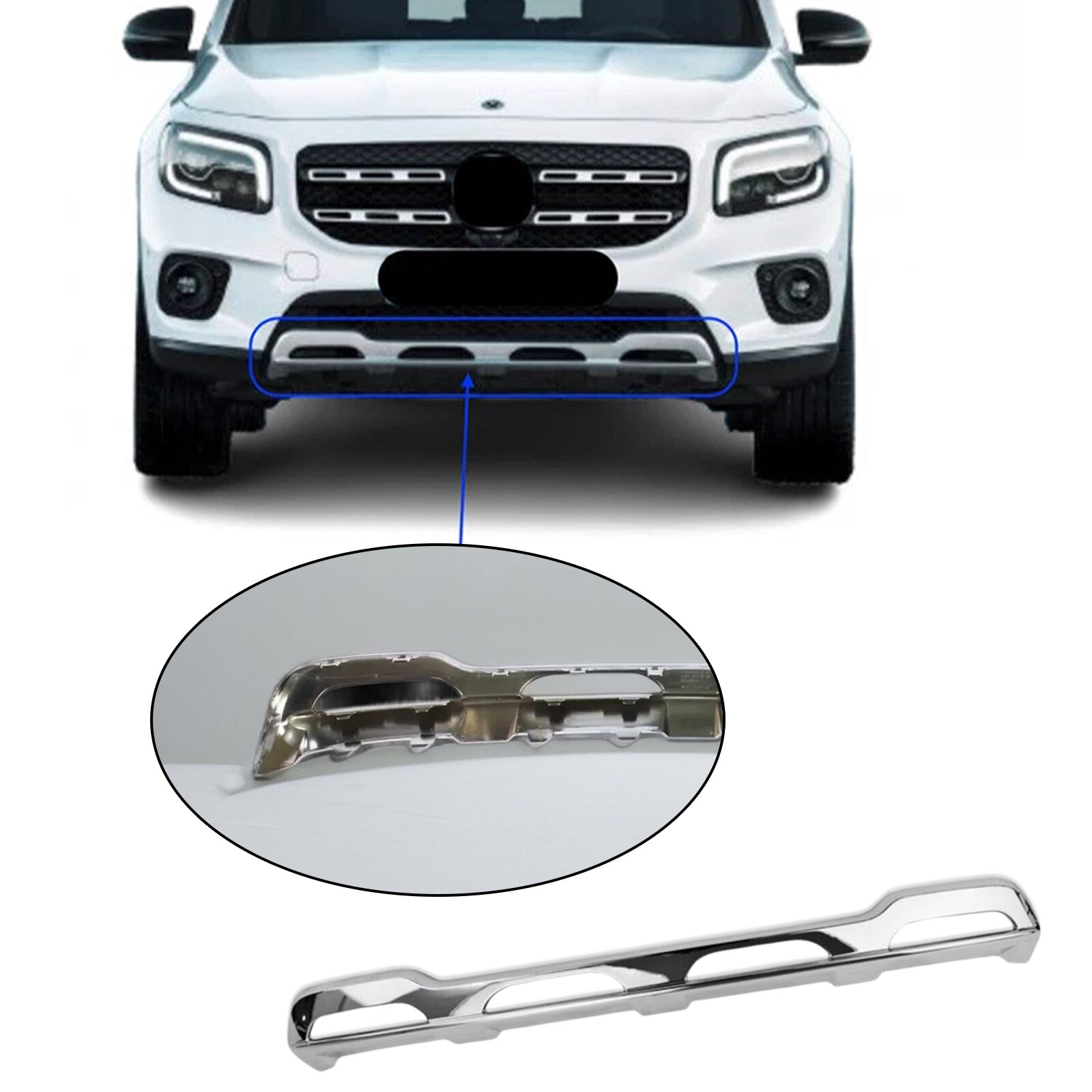 New Front Bumper Lower Panel Skid Plate Molding Chrome For 2020- 2023 Glb 250 zD