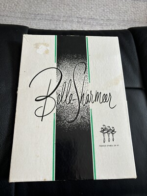 1 pair Boxed Vintage Belle Sharmeer Garter Stockings 9 1/2 Mesh Wood Hue