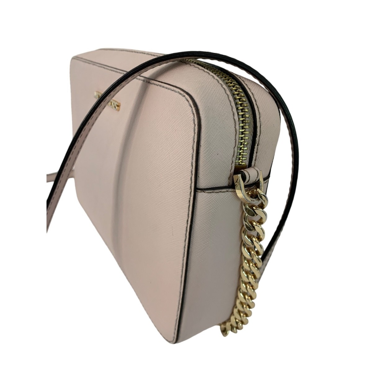 Michael Kors Jet Set Crossbody Bag Gold Chain Strap Pink Leather