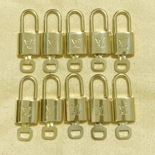 LOUIS VUITTON LV 10 SET PADLOCK KEY CHARM CADENA GOLD-PLATED FRANCE 62PDA242