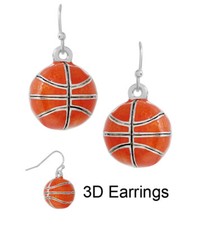 Sports Theme 3D Basketball Drop Earrings for Women