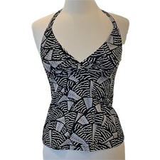 New Mossimo Black White Halter Tankini Bikini Top Size Small NWOT