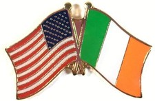 USA and IRELAND Crossed Friendship Flag Lapel Pin **MADE IN USA**