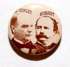 1896 WILLIAM MCKINLEY GARRET HOBART LAPEL STUD pinback button badge President