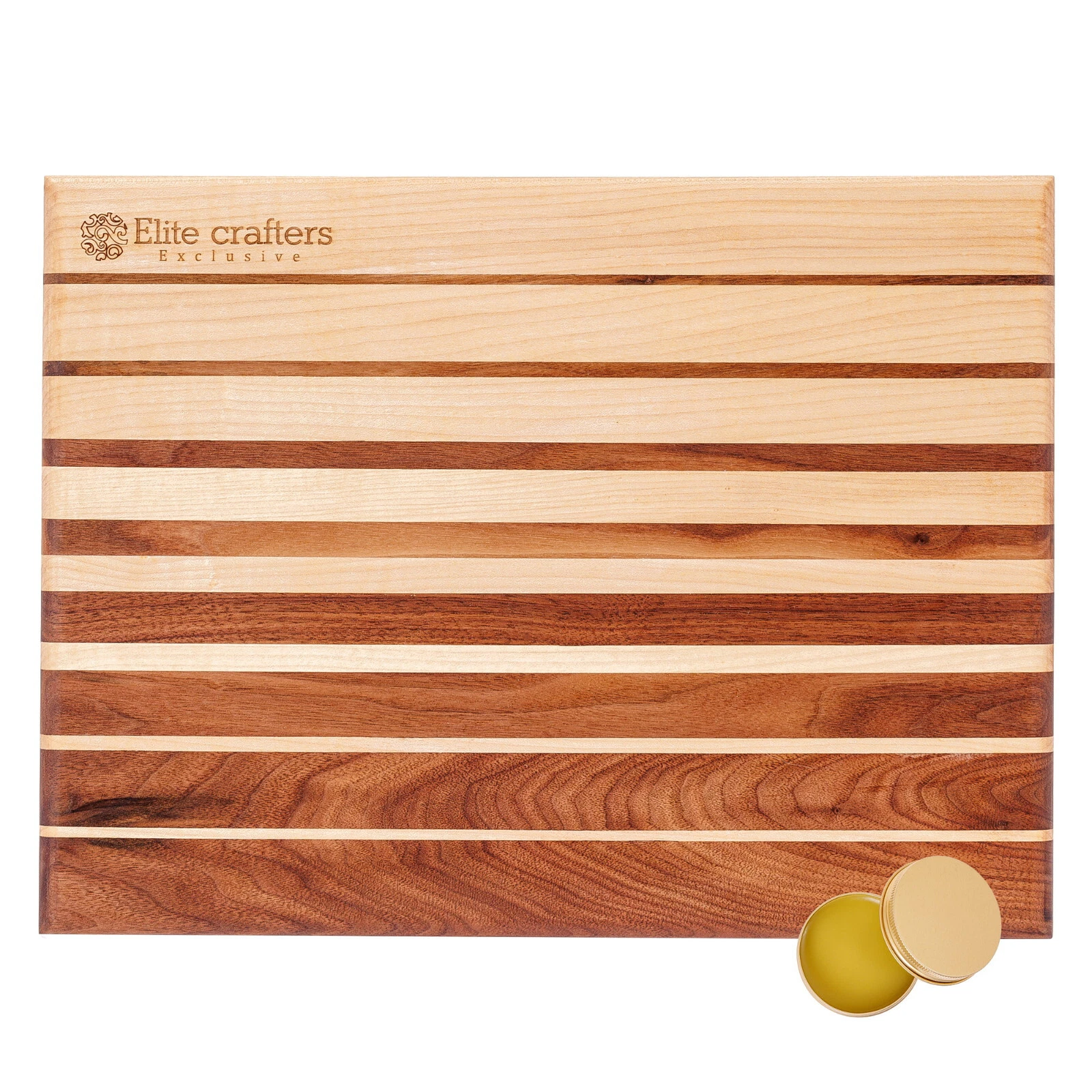 Cutting Board or Serving Board 40x30x2cm, Stripe Design, Handmade Maple & Walnut
