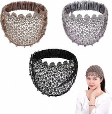 Lace Headbands Set of 3 Gold Black Silver Beaded Rhinestone Hair Bands NEW