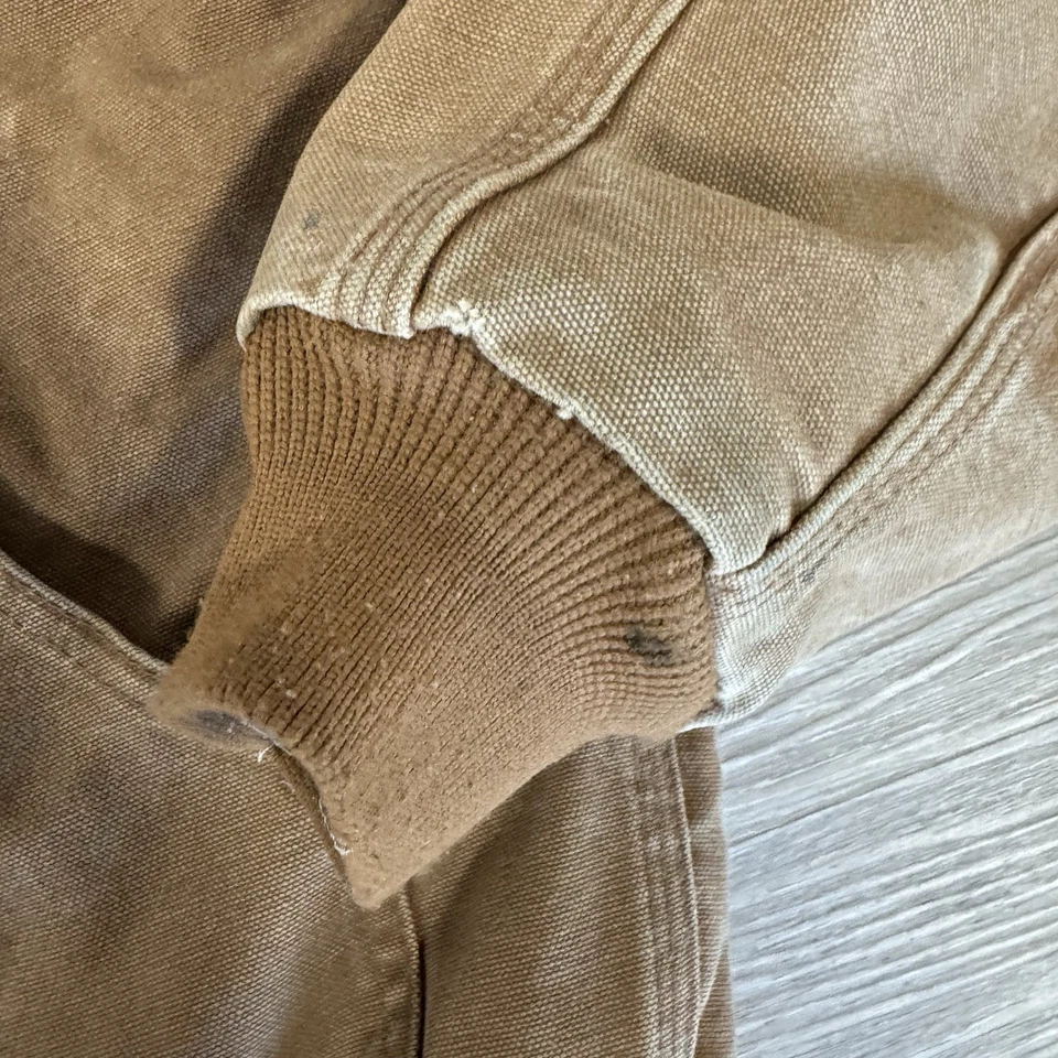 Carhartt YYJ130 BRN Brown Duck Canvas Quilt Lined Zip Bomber Jacket Boys Youth L - Image 4 of 4