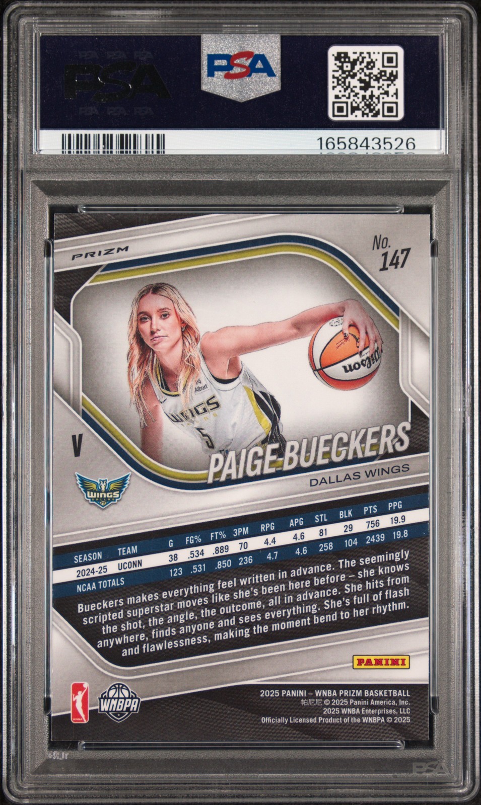 2025 Panini Prizm Wnba #147 Paige Bueckers Ice PSA 9 view 2