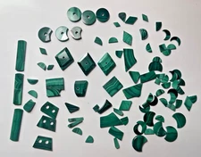 VINTAGE LOT OF 80 PCS NATURAL MALACHITE ASSORTED BELOW WHOLESALE PRICE A BARGAIN