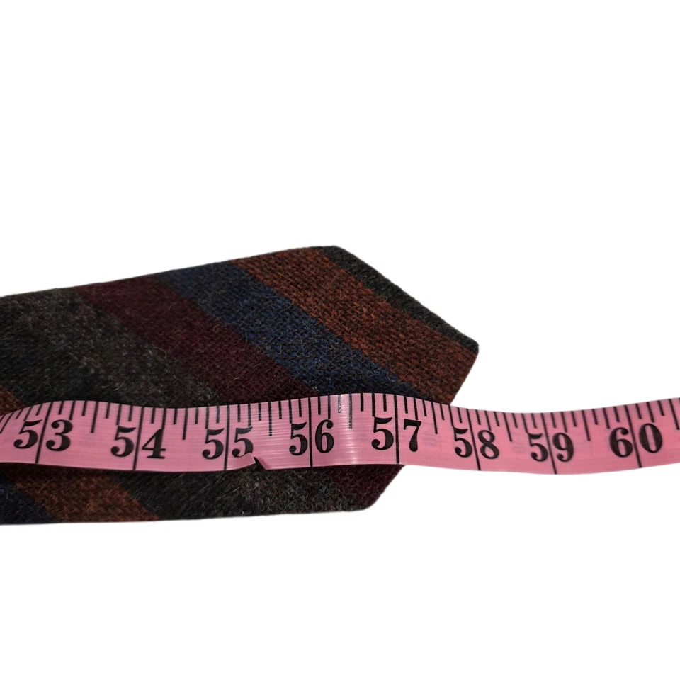Corbata a rayas de lana LIBERTY of LONDON marrón azul borgoña accesorio para hombre Foto 4 de 4