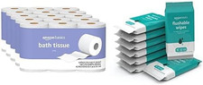 2 Ply Toilet Paper 30 Rolls, Flushable Adult Toilet Wipes, 336 Ct Shipped Separ