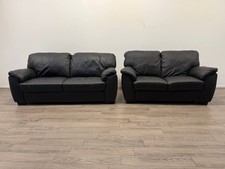 Milano Light Grey Top Grain Leather 3 Seater and 2 Seater Sofa Set USED
