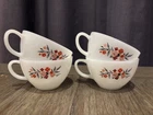 Set Of  4 Vintage Fire King Primrose Milk Glass Coffee Tea Cups
