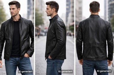 Original HUGO BOSS Herren Lederjacke Gr. 52 (L)   Echtleder