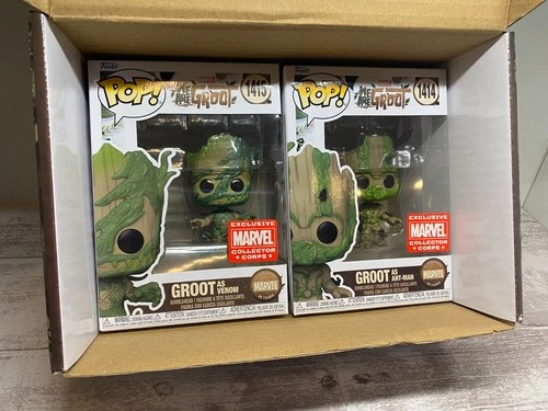 Funko Pop We Are Groot Set Of 2 Venom 1415 & Ant-Man 1414 Marvel Collector Corp