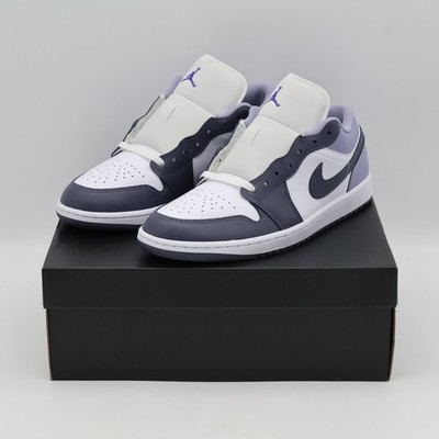 553558-145 Nike Air Jordan 1 Low White Dark Blue Grey Purple Comet Indigo (He...