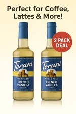 2 Pack -  Torani Sugar-Free French Vanilla Syrup 25.4 fl. oz (Total 50.8 fl. oz)