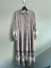 The Loft Women's sz 4 Paisley Print Midi Shirtdress Whitecap Cottagecore