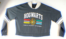 Harry Potter Hogwarts Crest Pullover Dark Gray Sweater Teen Large Long Sleeves