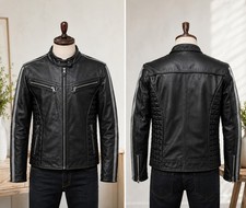 Xelement Black Leather Motorcycle Jacket Mens...