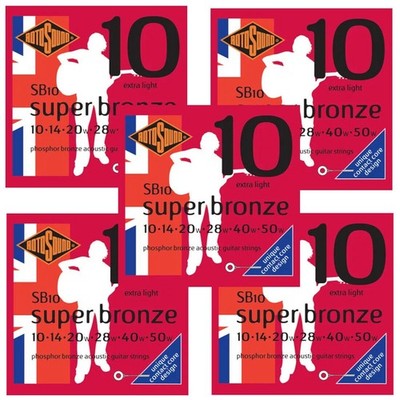 RotoSound Guitar Strings 5 Sets Acoustic - Super Bronze - Extra Light 10-50