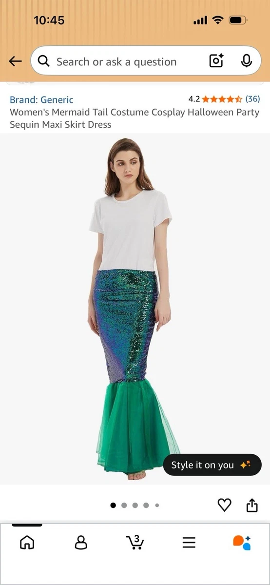 Falda De Sirena Con Lentejuelas Para Mujer – Cintura Alta, Cola De Pez, Ideal Para Halloween Y Cosplay