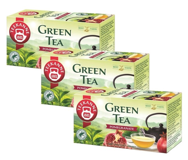 Teekanne GrüNer Tee Granatapfel 3X 20 Teebeutel - GrüNtee Im Beutel Green Tea-image