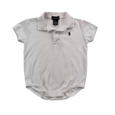Ralph Lauren Baby Polo Bodysuit White Short Sleeve Cotton 12  18 Months