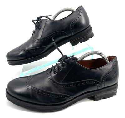 John Fluevog mens 10 M Black leather Wingtip Oxford Brogue 