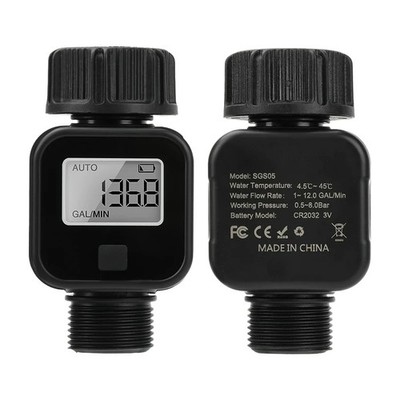 Digital water flow meter LCD straight row garden hose flow meter 0.5-8 SGS05