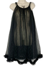 Vintage 1960s black sheer nightie polka dot tent lingerie mini dress LISETTE S