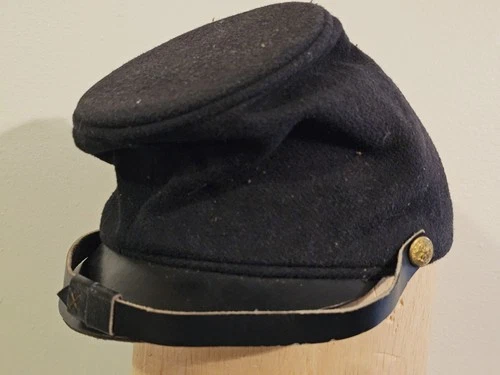 Civil War Reenactment US Union Black/Blue Wool Kepi Forage Lined Replica