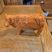 Farmhouse Beef Cow Diagram Ceramic Figurine ~ Butcher Cut Chart 11 x 7
