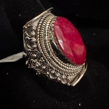 Elegant Sterling Silver and genuine Red Ruby Ring
