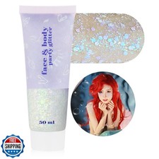 Paminify Iridescent White Face Glitter,Color Changing Mermaid Body Hair Glitt...