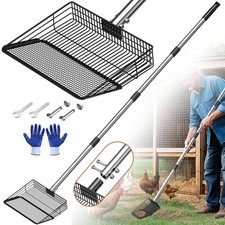 Large Metal Chicken Poop Scooper 10" Wide, Stainless Steel Long Handle 27.9 ...