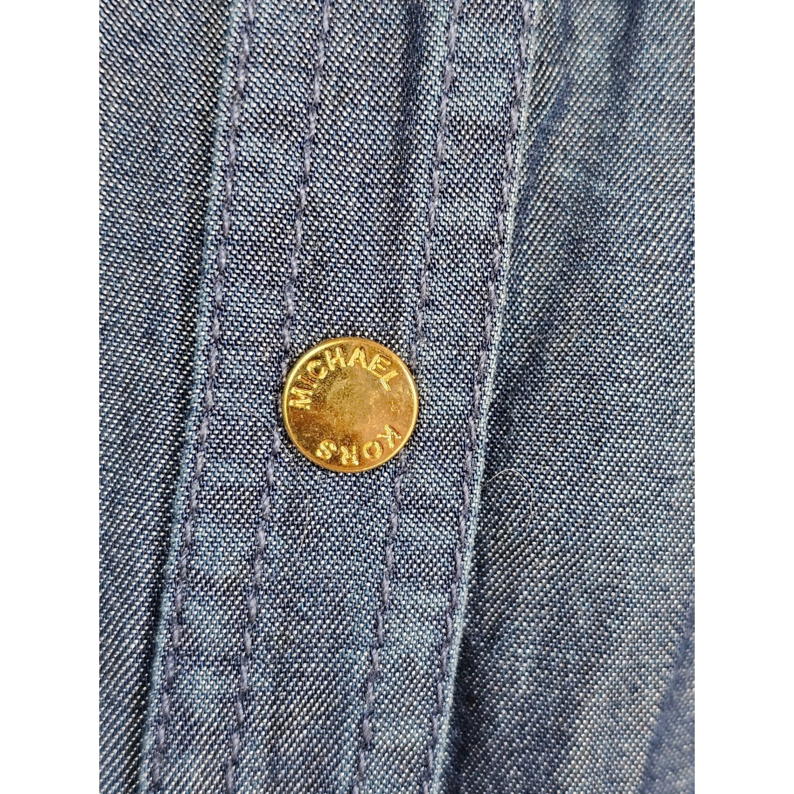 MICHAEL Michael Kors Chambray Denim Utility Romper Jumpsuit Button Up Drawstring thumbnail 6