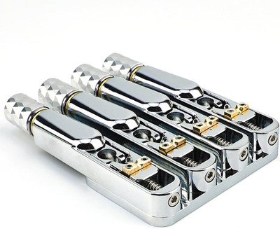 Chrome 4 String Headless Bass Brass Bridge Saddles