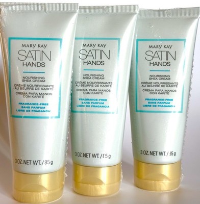 (Lot Of 3 SEALED) MARY KAY SATIN HANDS SHEA CREAM ~FRAGRANCE FREE~ 3 Fl Oz